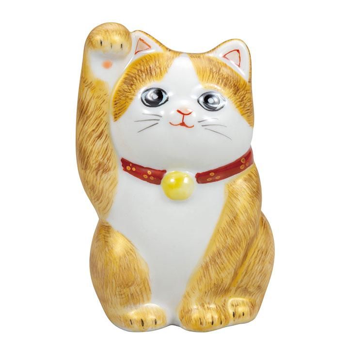 九谷焼、金彩☆陶器 、招き猫 手を挙げたポーズ 九谷焼、金彩☆陶器 、招き猫 手を挙げたポーズ