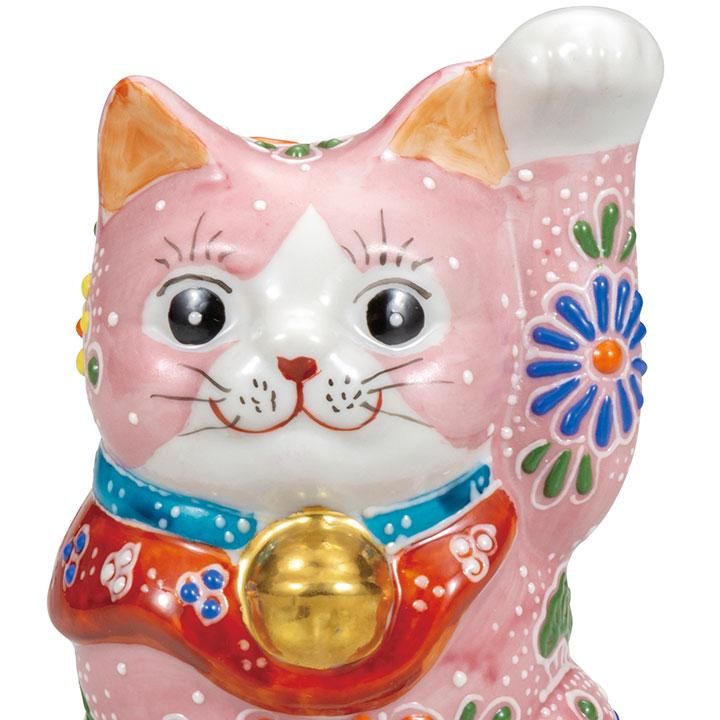 人気ブランド 3.3号 招き猫 ピンク盛 工芸品