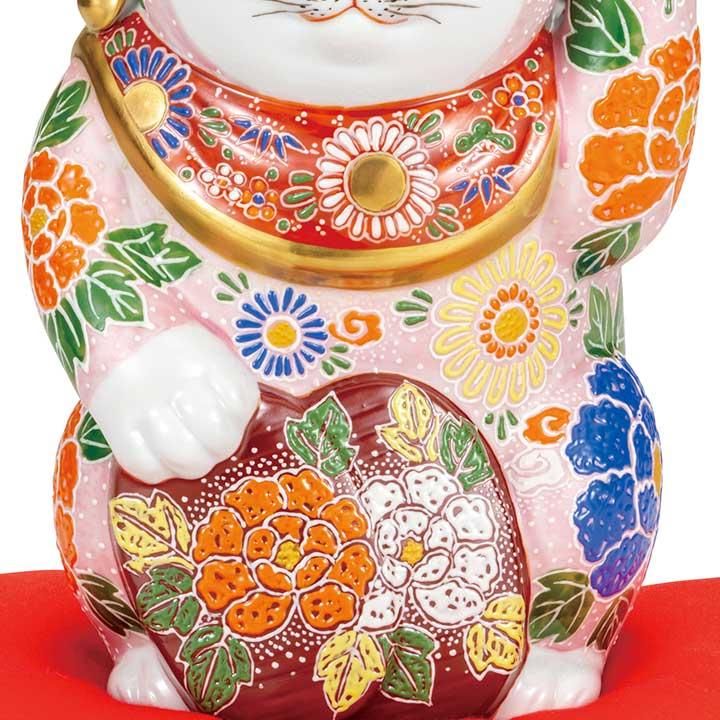 九谷焼 8号 招き猫 ピンク盛 九谷焼 8号 招き猫 ピンク盛