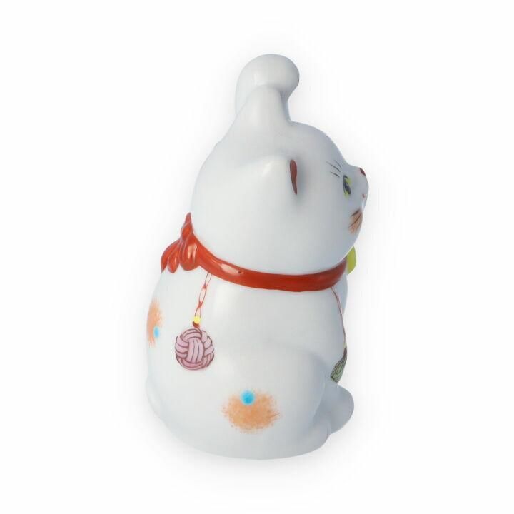 招き猫 水引 -結- 赤（左手） / 虚空蔵窯