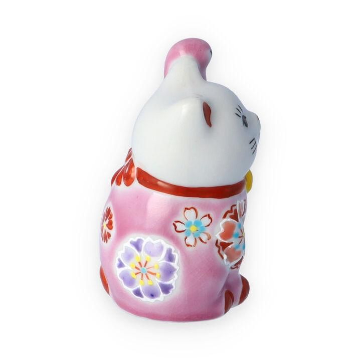 招き猫 重ね桜【ピンク】（左手） / 虚空蔵窯