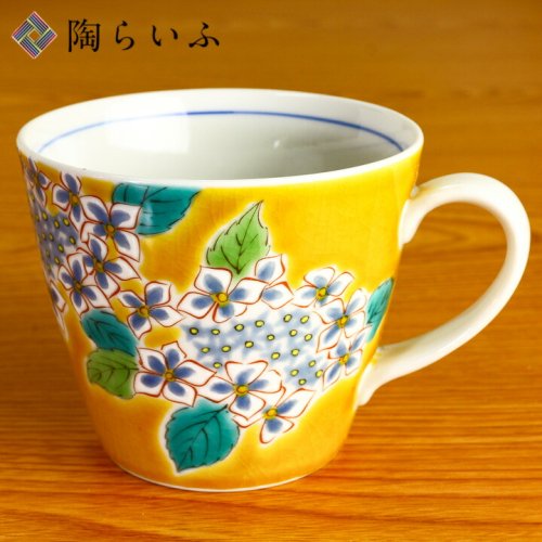 マグカップ 四季の花 紫陽花/青郊窯