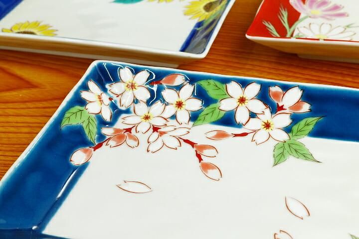 5.7号皿揃 四季の花/青郊窯