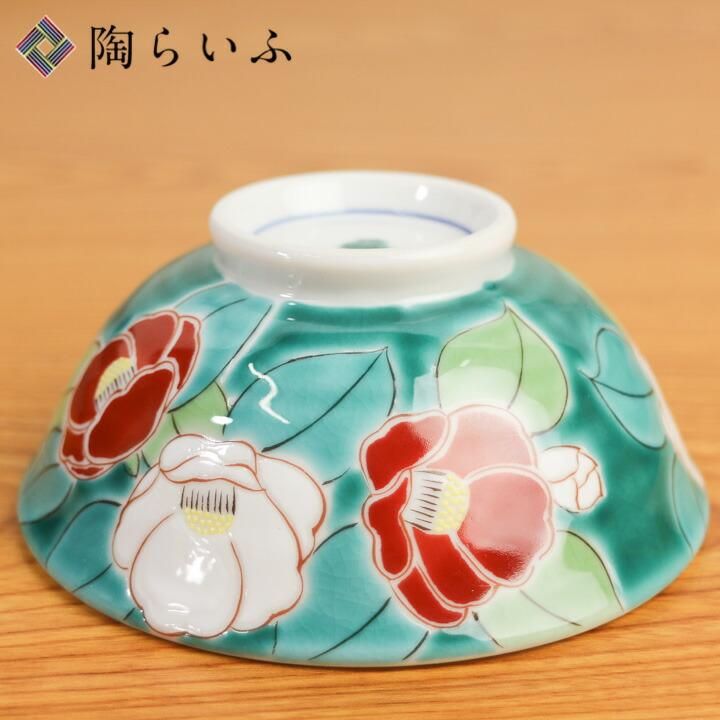 飯碗 四季の花 椿/青郊窯