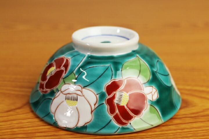 飯碗 四季の花 椿/青郊窯