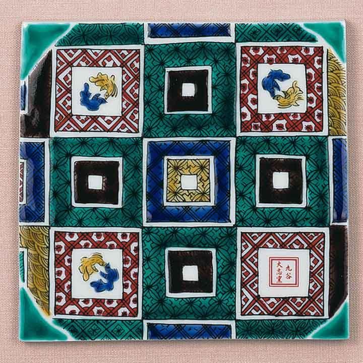 九谷焼 名人 龍仙　竹林　陶板 額装 九谷焼 名人 龍仙 竹林 陶板 額装