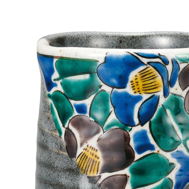 九谷焼　福田良則（昇竜）作　色絵山茶花 九谷焼 福田良則（昇竜）作 色絵山茶花