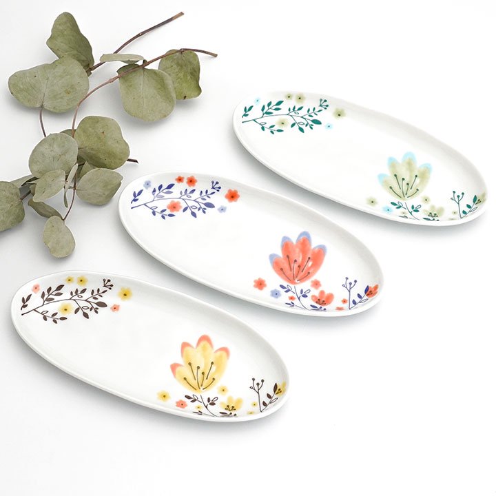 3色から選べる 春花 楕円皿/ハレクタニ