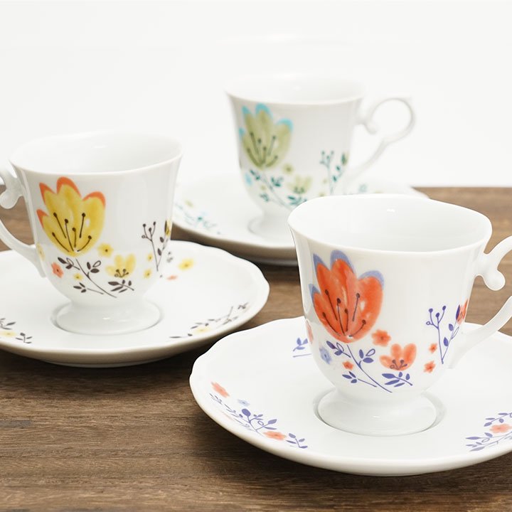 3色から選べる 春花 コーヒー碗皿/ハレクタニ