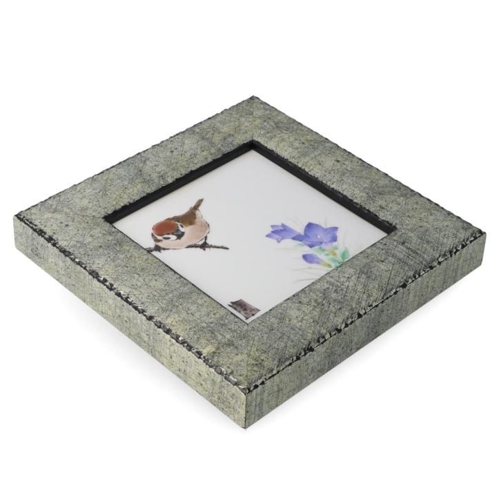 擦金箔額（角小）桔梗雀図 / 中村陶志人 ｜九谷焼の販売専門店