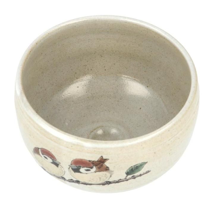 抹茶碗 藁灰釉 （雀二羽系）/ 陶志窯 （中村陶志人監修）｜九谷焼の