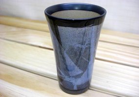 泡立ちビアカップ(小)　銀彩ブルー　/宗秀窯
