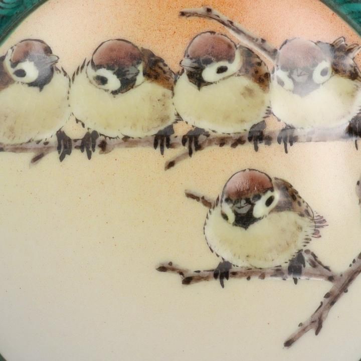 九谷焼 陶額 雀図四季セット / 中村陶志人 陶額 DB額（角小）二