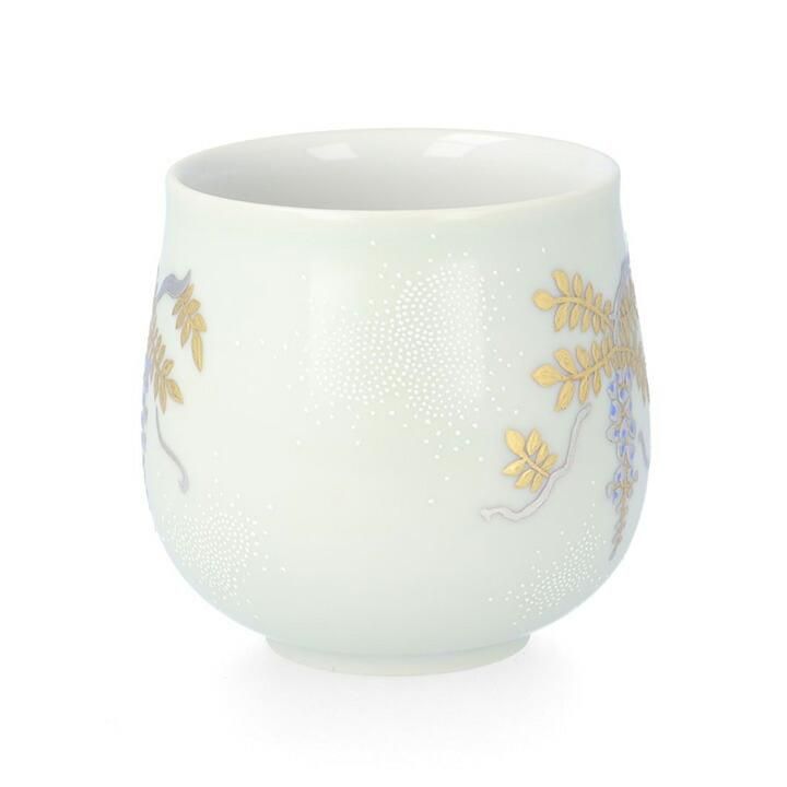 茶道具　中田錦玉　金彩　白粒青海波文　白磁唐草茶碗　九谷　錦玉造　共箱 茶道具中田錦玉金彩白粒青海波文白磁唐草茶碗九谷錦玉造共箱