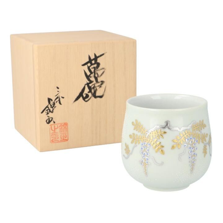 萬碗 白金盛白藤図 白粒 / 仲田錦玉 | 九谷焼専門店 陶らいふ