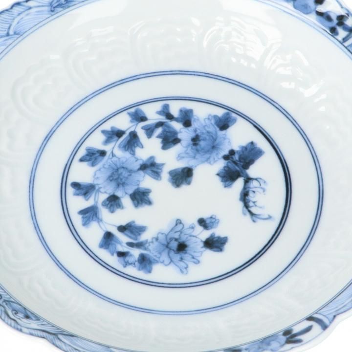 宮内庁御用窯】5.5号皿揃 双輪文牡丹唐草 /山本長左 （木箱入り）