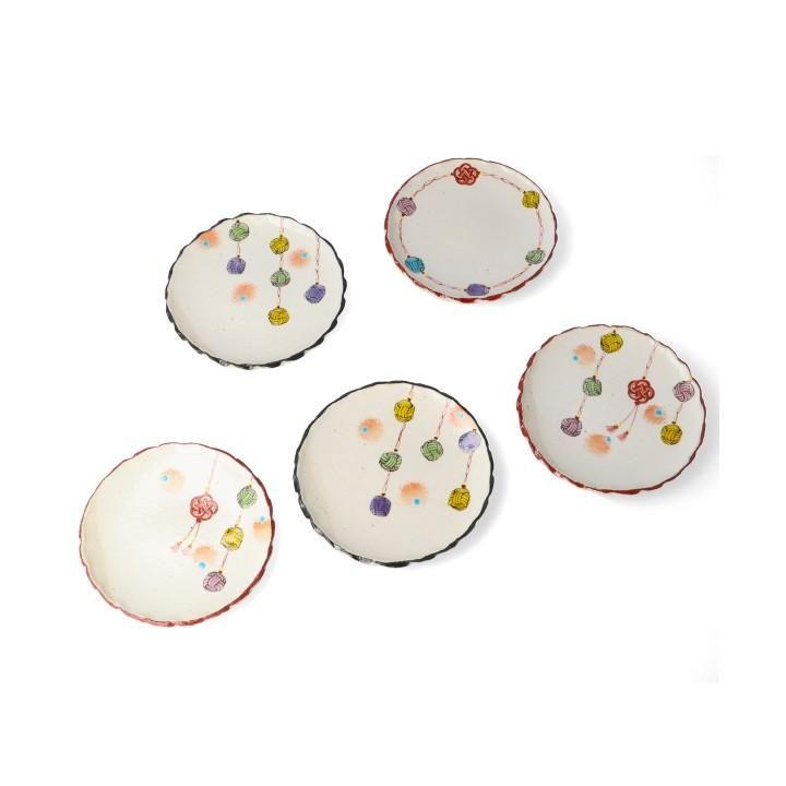 豆皿5枚セット 水引 結 / 虚空蔵窯