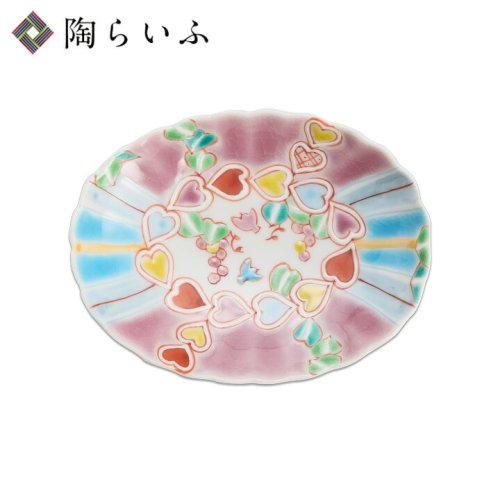 楕円菊小皿 ハートピア/銀舟窯