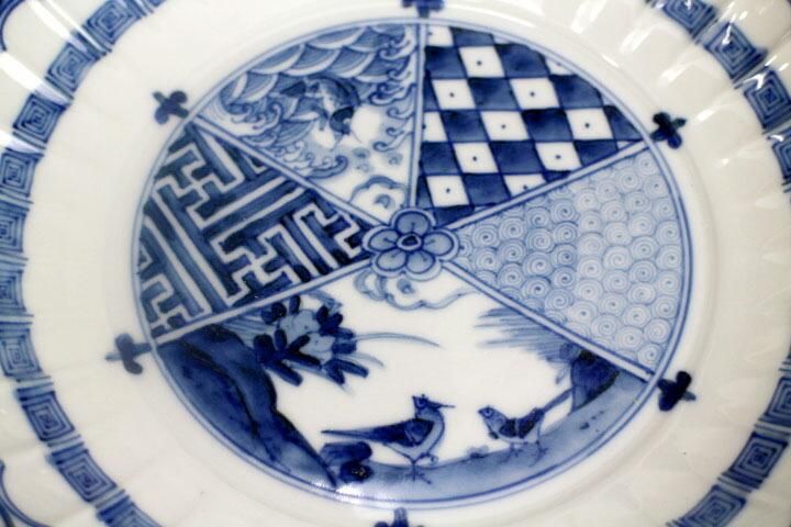 宮内庁御用窯】6号菊皿 割取祥瑞文/山本長左