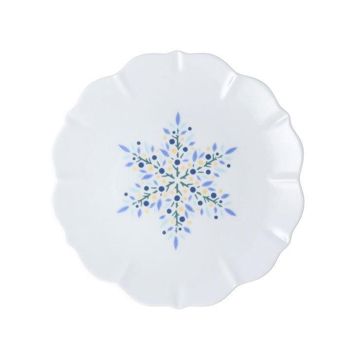 雪結晶 レリーフ皿 | 青【3枚セット】 / ハレクタニ | 九谷焼専門店の