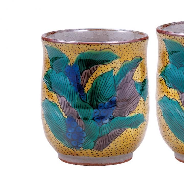 セール 九谷焼 おもと 花瓶 九谷焼実りの秋手描き陶器花瓶