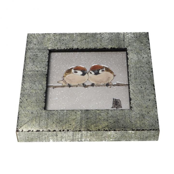 九谷焼 陶額 伝統工芸士 中村 陶志人 作 福良雀