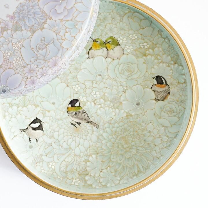 和】古美術収集家買出品 珍品 古九谷焼飾り皿 白金花柄 本物