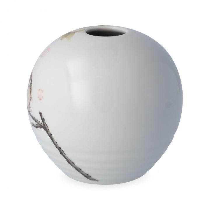 一輪生（丸型）桜二雀図 / 中村陶志人 （化粧箱入り） - 和食器