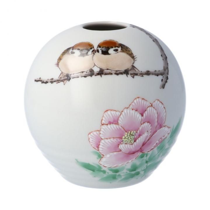 【陶額】中村陶志人　牡丹とふくら雀 陶額】中村陶志人 牡丹とふくら雀 陶額】中村陶志人 牡丹と