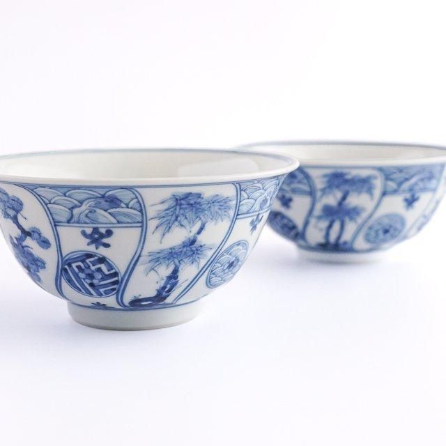 組飯碗 青華吉祥樹花紋 宮内庁御用窯 - 山本長左 | 九谷焼専門店の陶らいふ