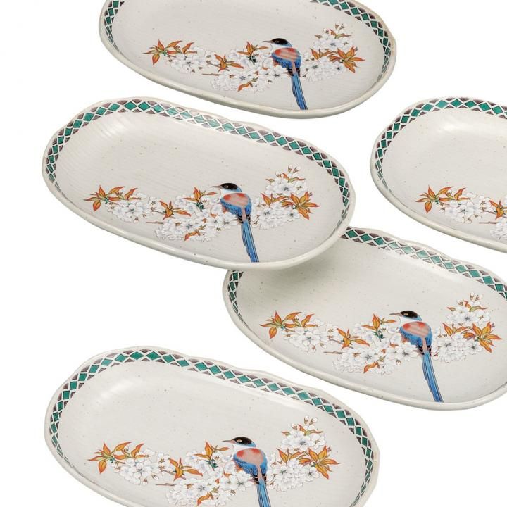 6.5号皿揃 山桜に鳥