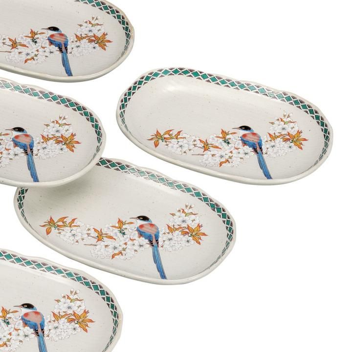6.5号皿揃 山桜に鳥