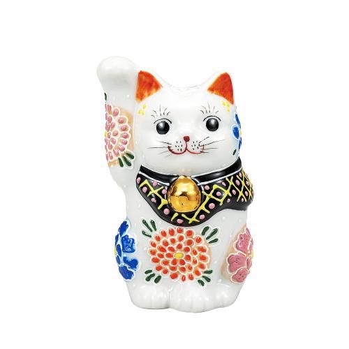 九谷焼　招き猫　黄色　ピンク　2匹　美品 k8-1450.jpg