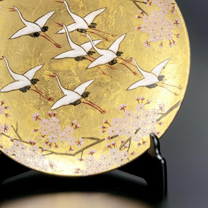 九谷焼 丸泉 大きな壷 金彩 群鶴 縁起 九谷焼 丸泉 大きな壷 金彩 群鶴 縁起 九谷焼 丸泉 大きな壷