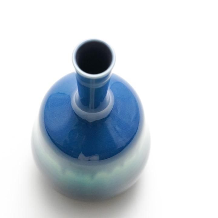 5号花瓶 碧明釉 | 三代徳田八十吉 - 九谷焼専門店の陶らいふ