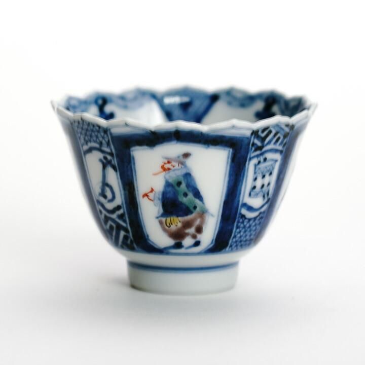 古九谷 色絵 染付 蓋付 茶碗 九谷焼 古九谷 色絵 染付 蓋付 茶碗 九谷焼