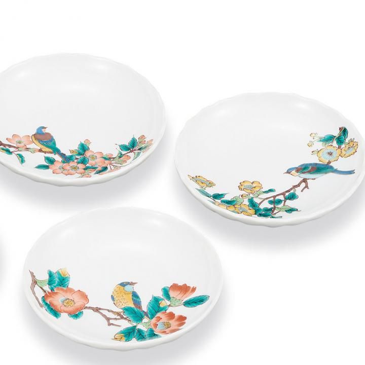4.5号皿揃 絵変わり花鳥 化粧箱入り - 和食器の通販なら九谷焼専門店の
