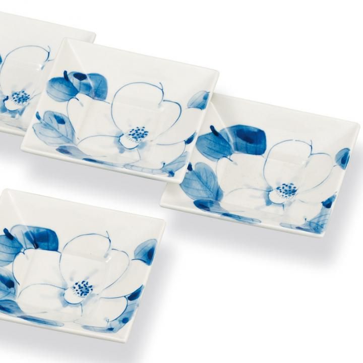 3.5号皿揃 白椿 / 紅椿窯 化粧箱入り - 和食器の通販なら九谷焼専門店