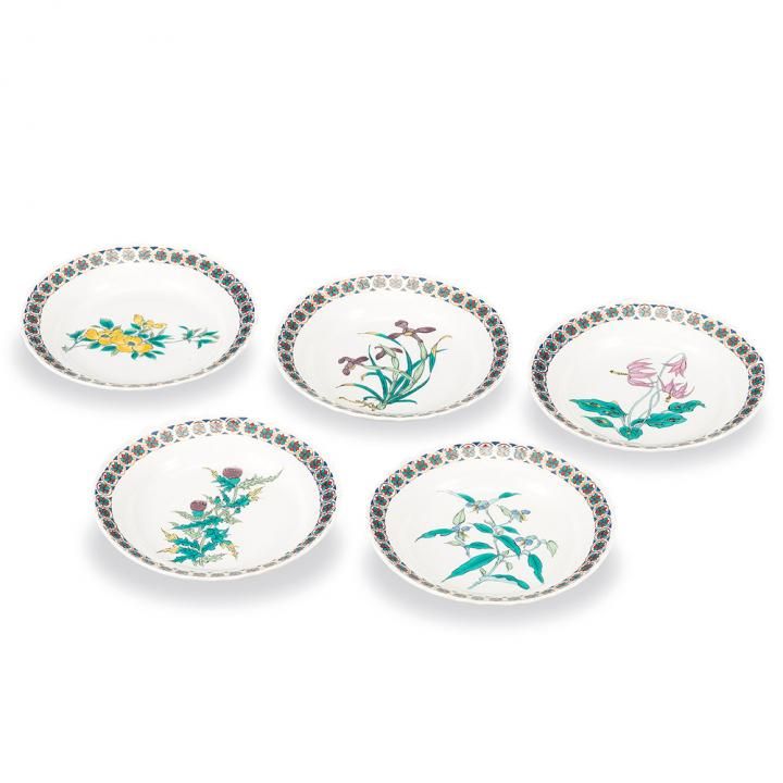 5.5号皿揃 金小紋草花絵変わり 化粧箱入り - 和食器の通販なら九谷焼