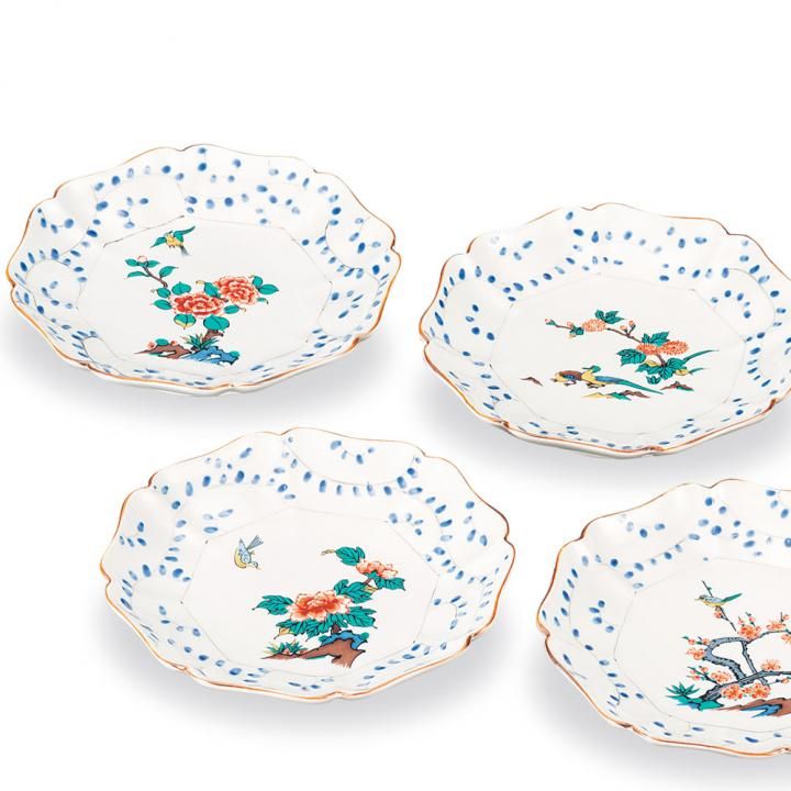 5.5号皿揃 花鳥絵変わり 化粧箱入り - 和食器の通販なら九谷焼専門店の