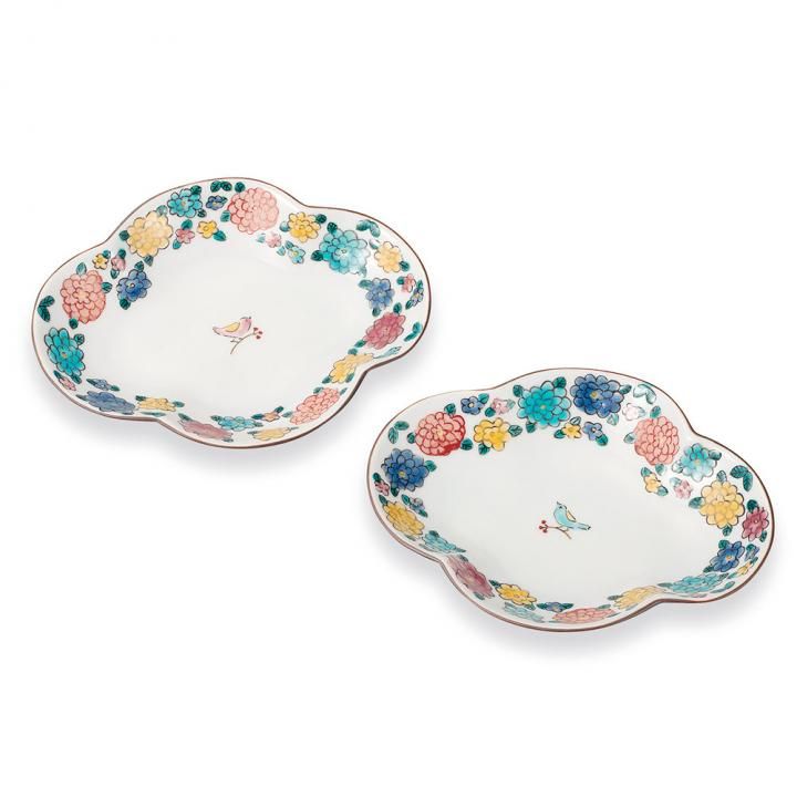 ペア6号皿 小鳥とマリーゴールド / 双鳩窯 化粧箱入り - 和食器の通販