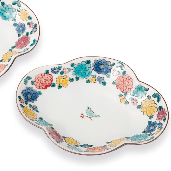 ペア6号皿 小鳥とマリーゴールド / 双鳩窯 化粧箱入り - 和食器の通販