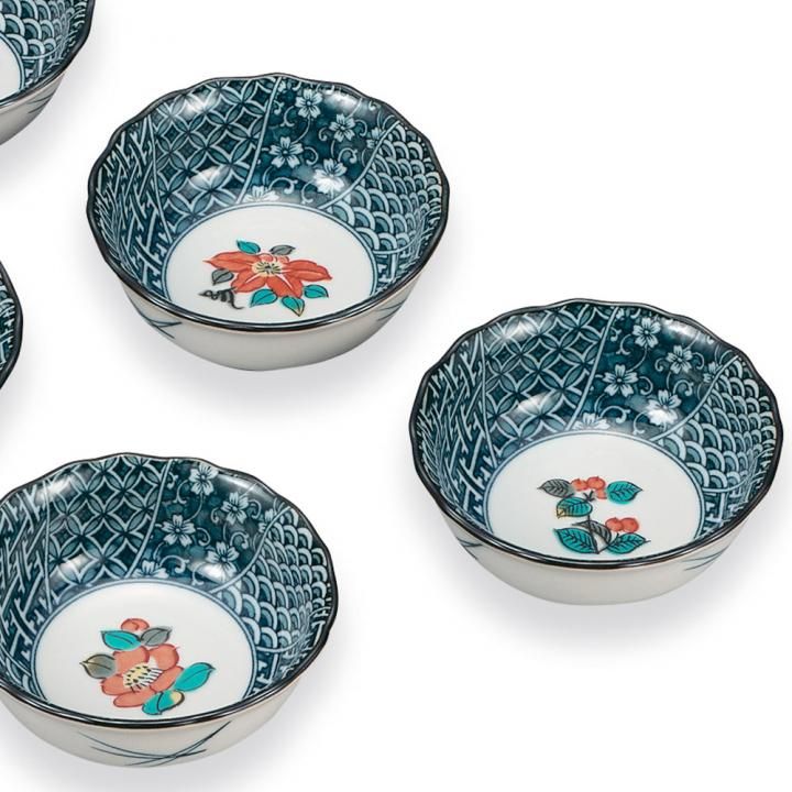 1322 九谷焼　草花文　皿　3客　未使用 3号小鉢揃 5草花 - 和食器の通販なら九谷焼専門店の陶らいふ