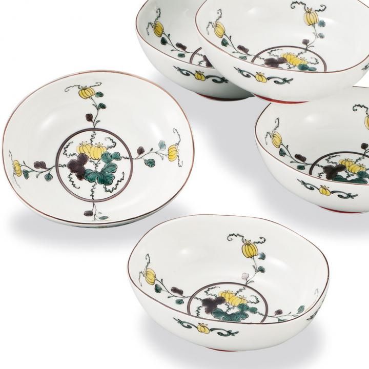 4.6号小鉢揃 色絵瓜文 / 銀泉窯 化粧箱入り - 和食器の通販なら九谷焼