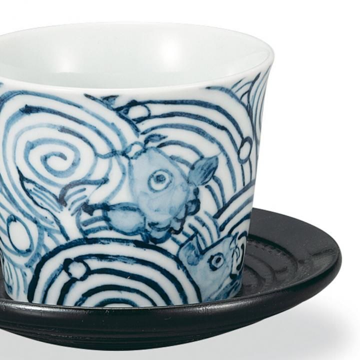 ■合計20点＋ケース付き■時代・染付・色絵・猪口・ぐい呑・盃 茶托付蕎麦猪口 鯉 - 和食器の通販なら九谷焼専門店の陶らいふ