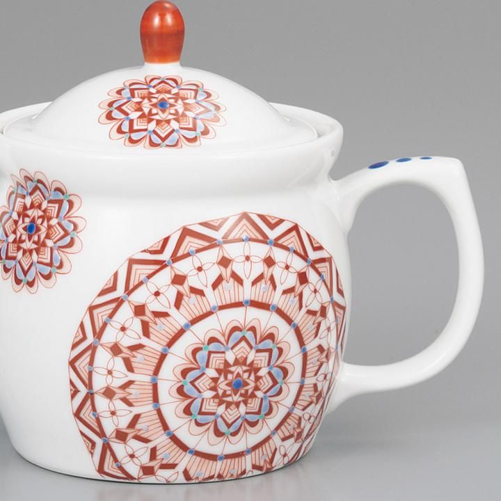 ポット急須 赤絵丸紋 / 大志窯 化粧箱入り - 和食器の通販なら九谷焼