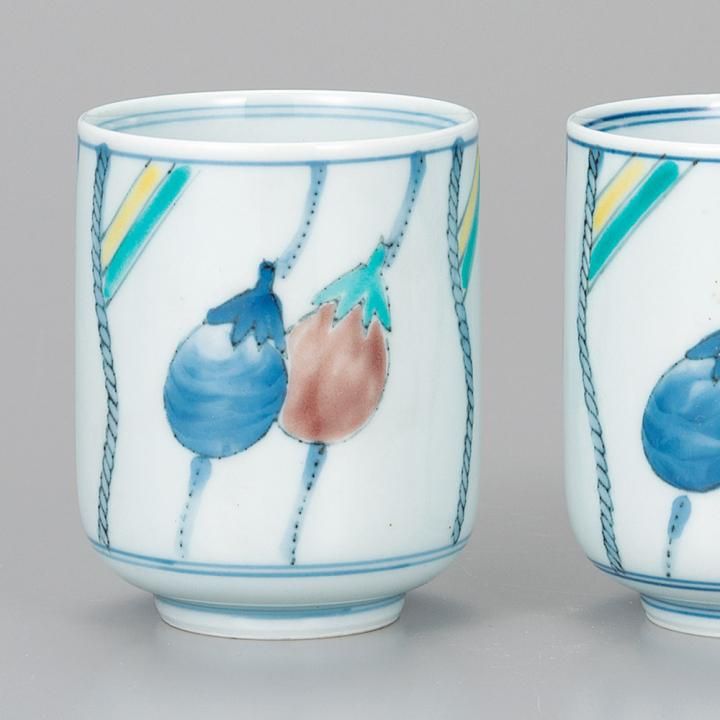 ［sufiakun　お取り置き品］9点 組湯呑 色絵なす 化粧箱入り - 和食器の通販なら九谷焼専門店の陶らいふ