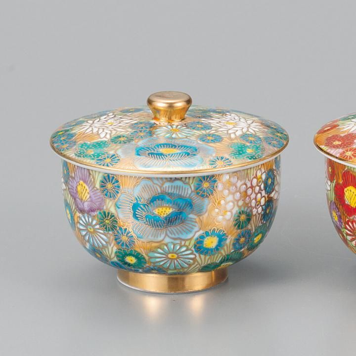 ペア蓋付碗 金花詰 化粧箱入り - 和食器の通販なら九谷焼専門店の陶らいふ