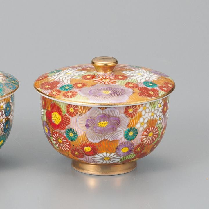 ペア蓋付碗 金花詰 化粧箱入り - 和食器の通販なら九谷焼専門店の陶らいふ