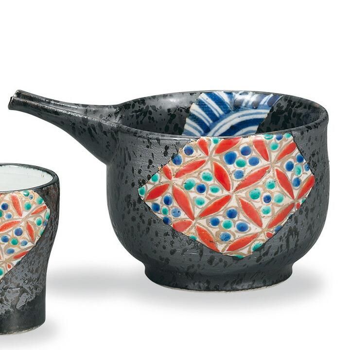 晩酌揃 黒釉小紋 / 創正窯 化粧箱入り - 和食器の通販なら九谷焼専門店